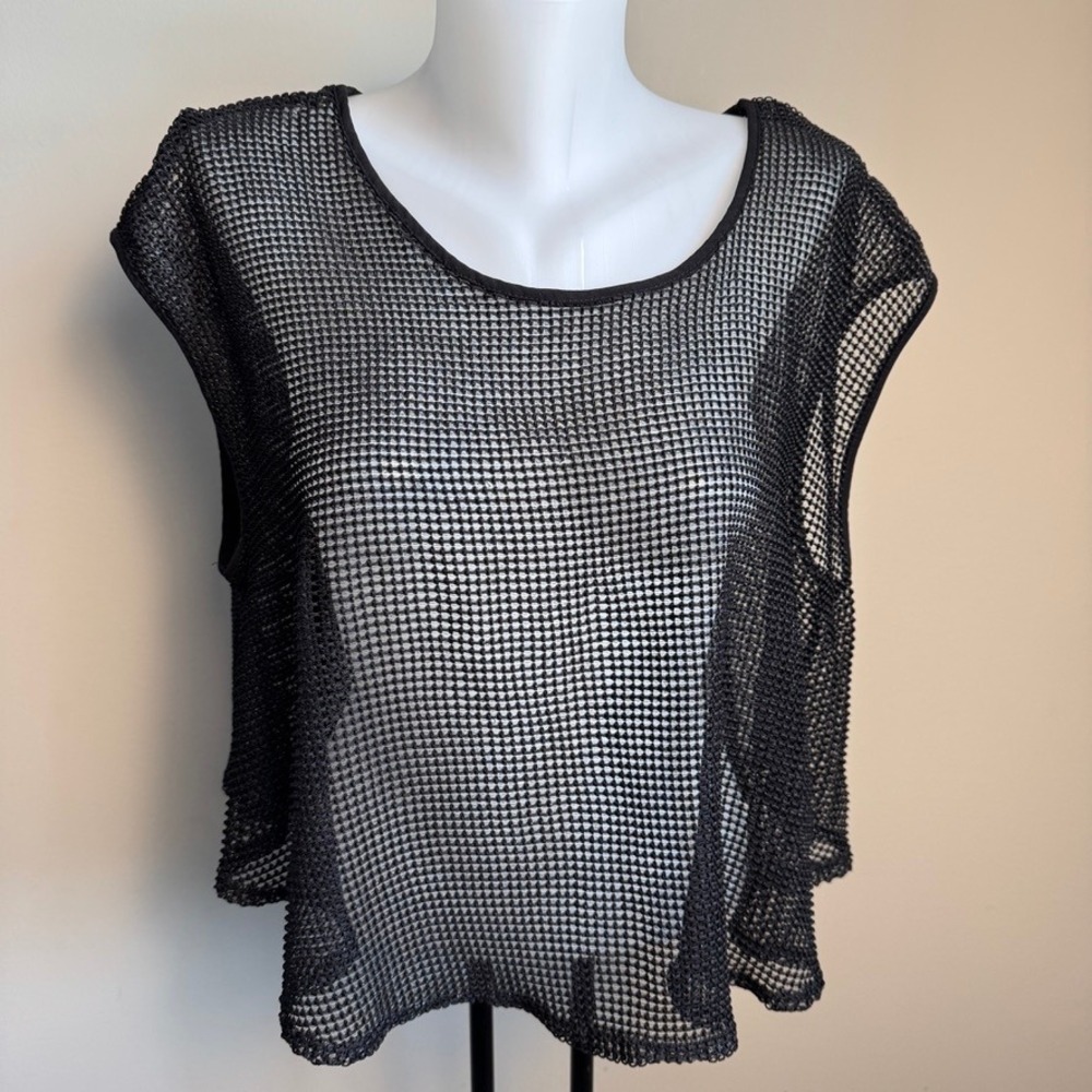 Black Mesh Sleeveless Bikini Cover Up Crop Top Gothic Beach Layering Festival